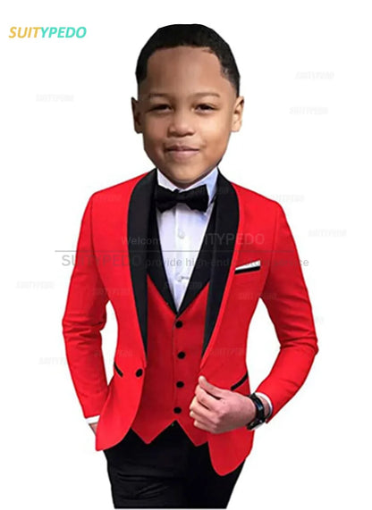 Elegant Lavender Boy's Suit Set Evening Party Classic Children's Clothing Kids Baptism Formal 3 Pieces Custome Blazer Vest Pants
