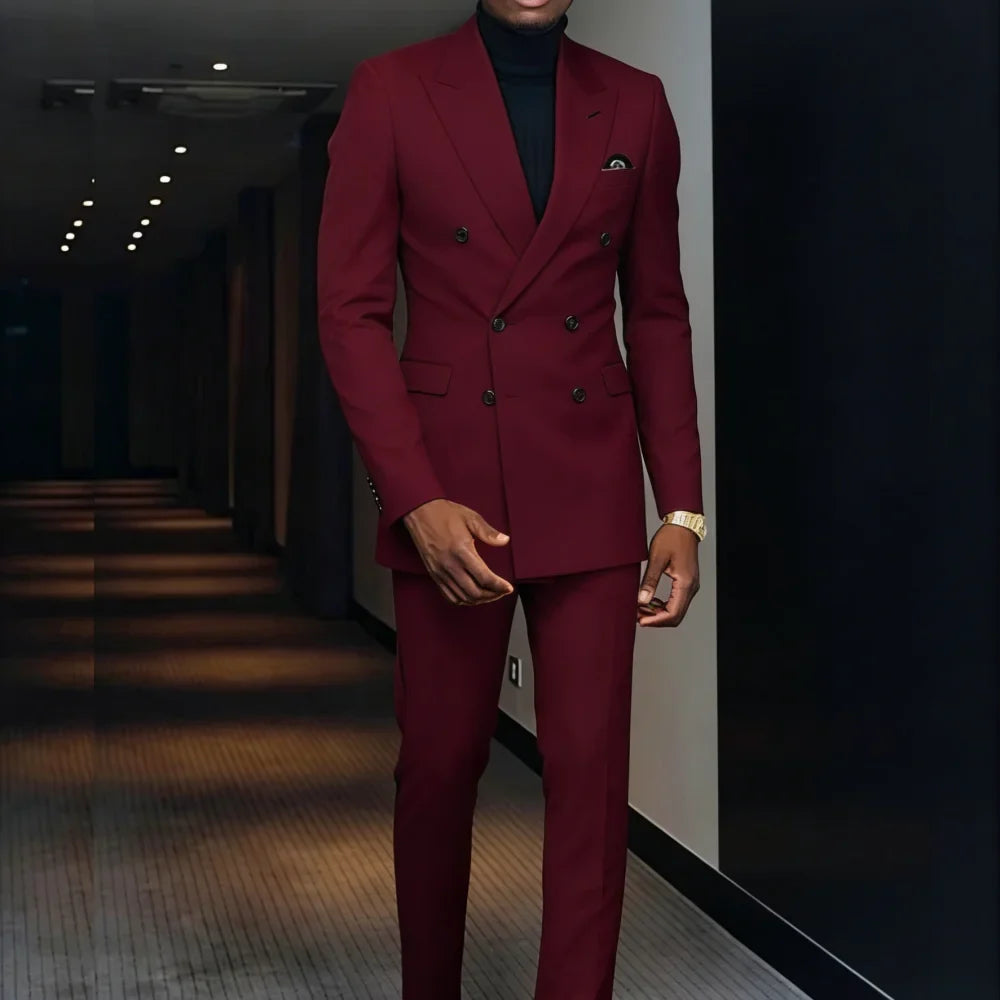 Men's 2 Pieces Business Casual Wedding Suit High-Quality Handsome European American Style For Business Party