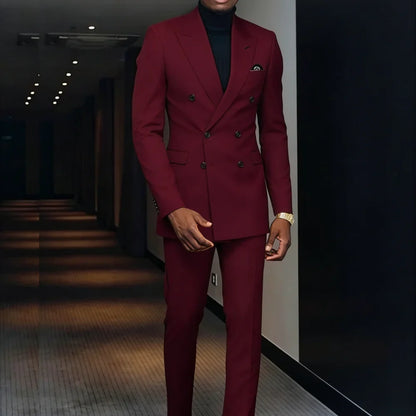 Men's 2 Pieces Business Casual Wedding Suit High-Quality Handsome European American Style For Business Party