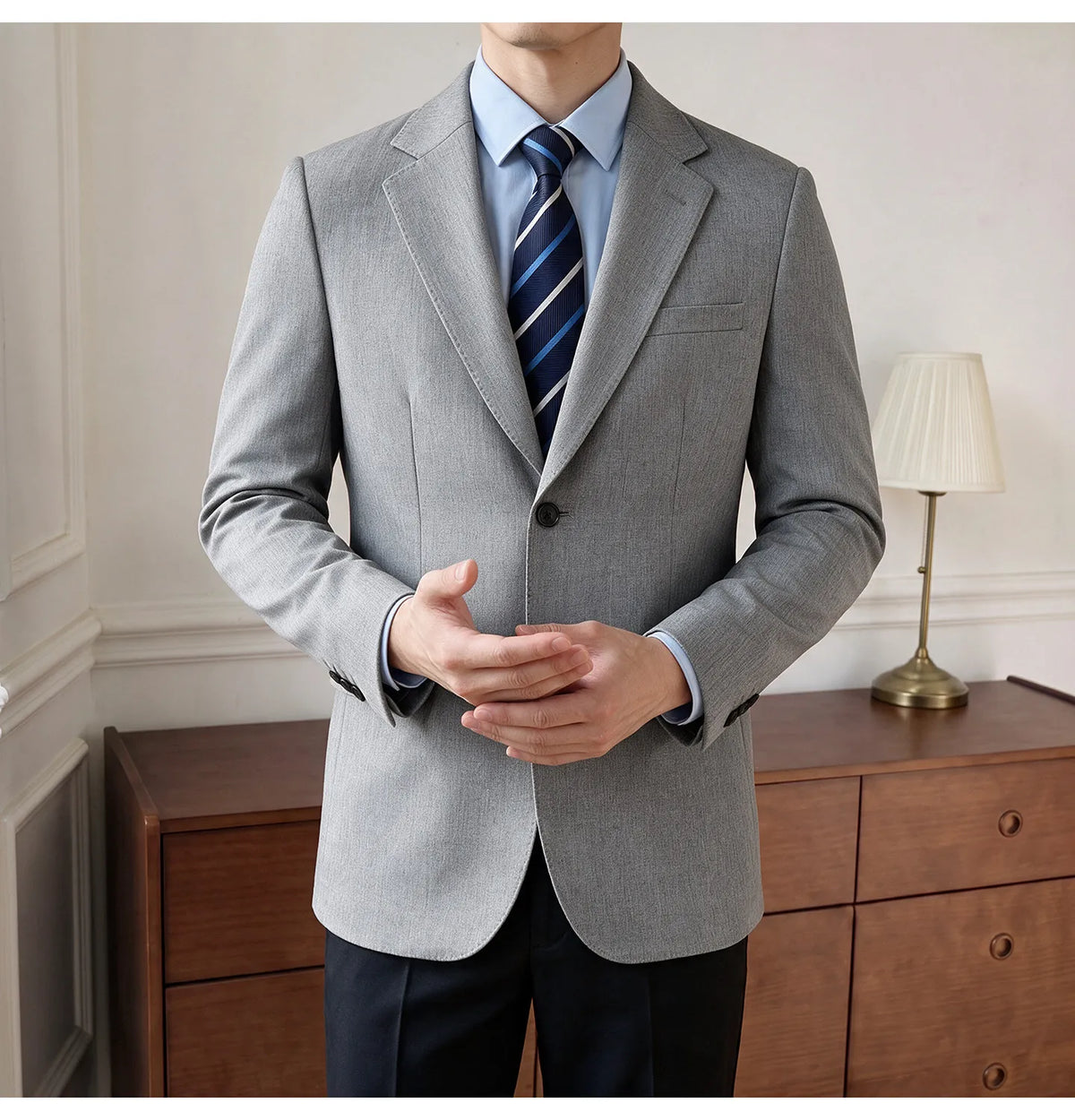 Men's Blazer Retro Texture Smart Casual Suit Lightweight Business Commuter Jacket