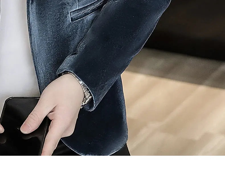Blazer: An Outdoor Fashion Business Gentleman Wedding Host Slim-fit Casual Korean-style Youthful Men's Golden Velvet Blazer
