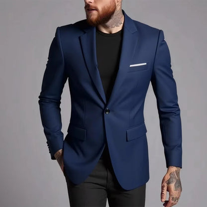 Men's Suit Business Jacket Thin Slim Fit Male 1 Piece Blazer Spring Autumn Simple Handsome Gentleman Vintage Casual