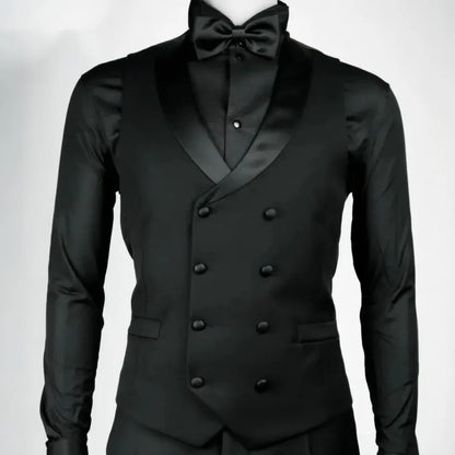Men's Double Breasted Formal Vest – Classic Gray Waistcoat for Weddings & Business