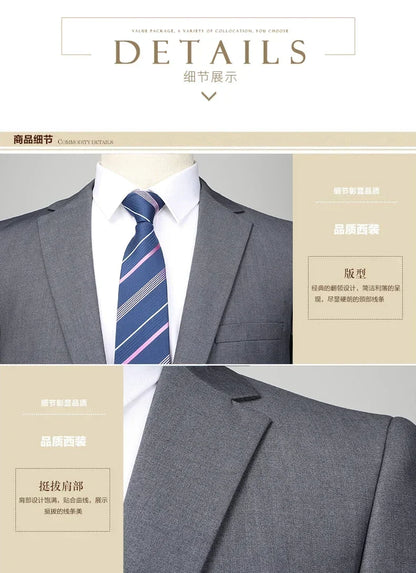 Men's Suit Blazer and Pants Smart Casual Slim Fit Wedding Business Formal Set