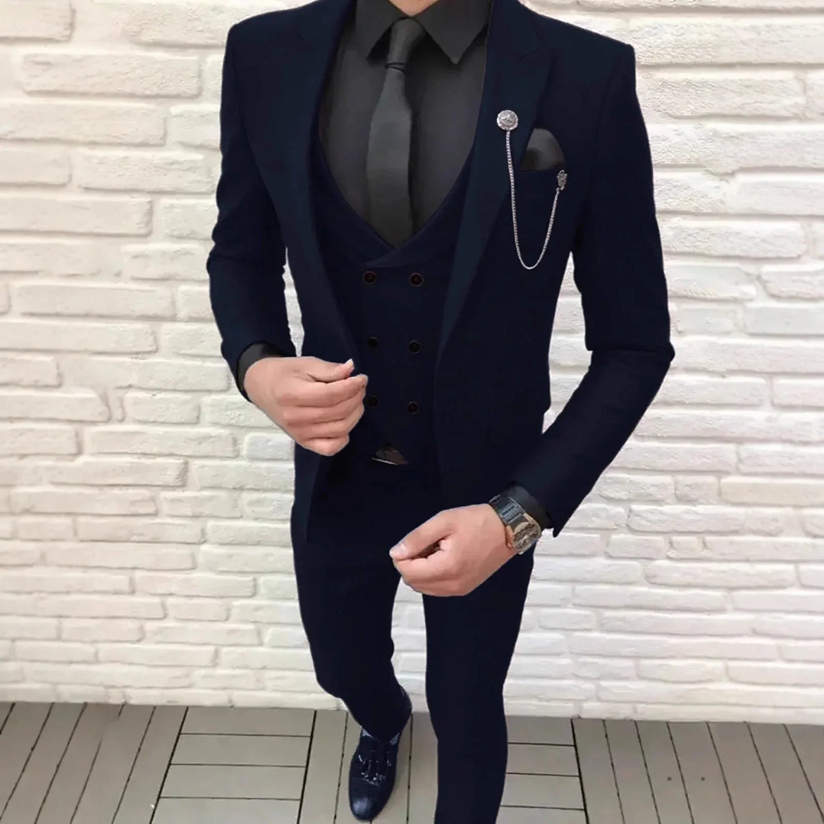 Men's 3-Piece Slim Fit Suit – Notch Lapel Blazer, Trousers & Waistcoat for Formal Occasions
