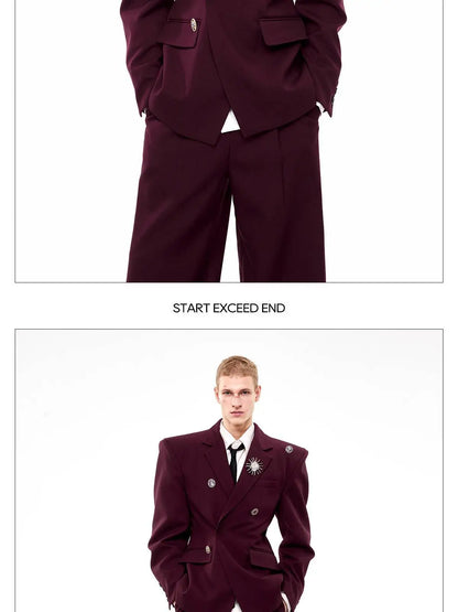 Luxury Temperament Niche Three-dimensional Patchwork Blazer Coat Men's 2025 Autumn Original Shoulder Pad Clothes JY4547