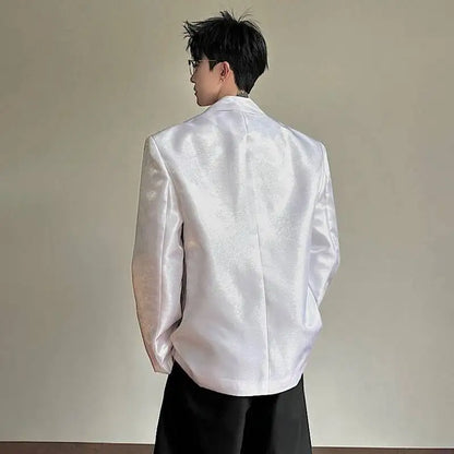 2026 New Original Luxury Temperament Sequin Gauze Patchwork Design Blazer Coat Men Elegant Handsome Casual Jacket JY7013