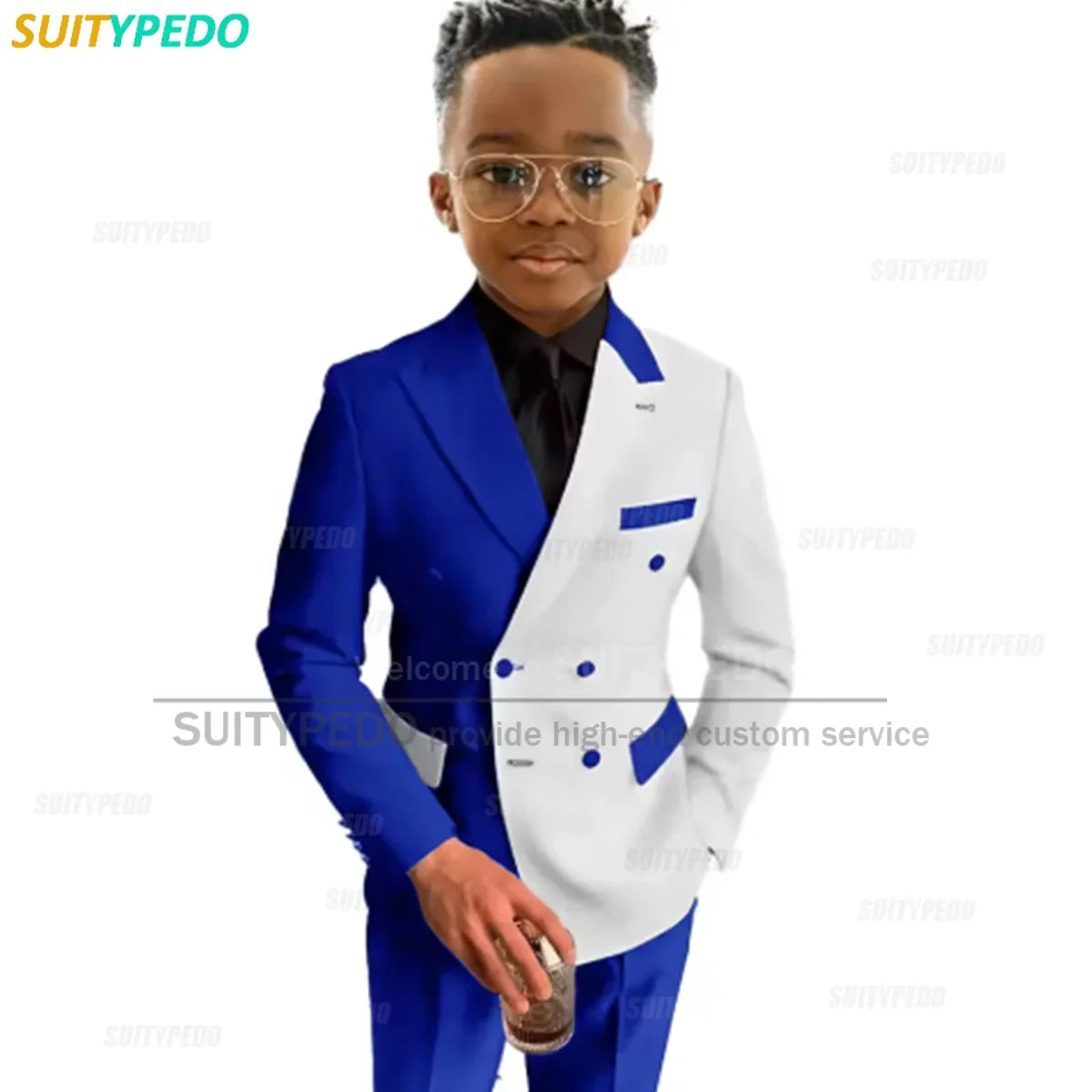 Fashion White And Burgundy Splicing Suit Sets For Boys School Activities Children Host Slim Fit Outfit Classic Blazer Pants 2Pcs