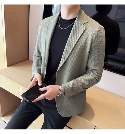 High Quality Ice Silk Seamless Sunscreen Suit Jacket Men Summer Breathable Unlined Casual Blazers Versatile Business Social Coat