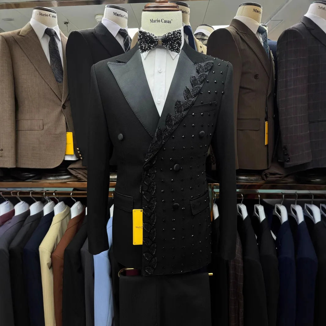 Men's Slim Fit 2-Piece Jacquard Suit – Black | Weddings, Banquets & Formal Events
