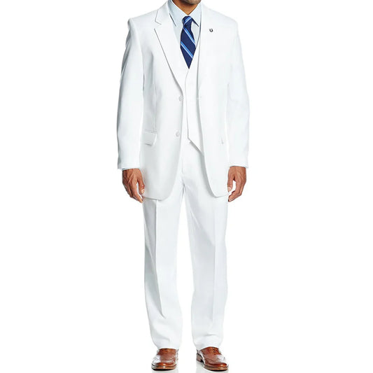 Men Suit 3 Pieses White Single Button Solid Color For Wedding Birthday Business Office Casual Work Set Jacket Vest With Pants