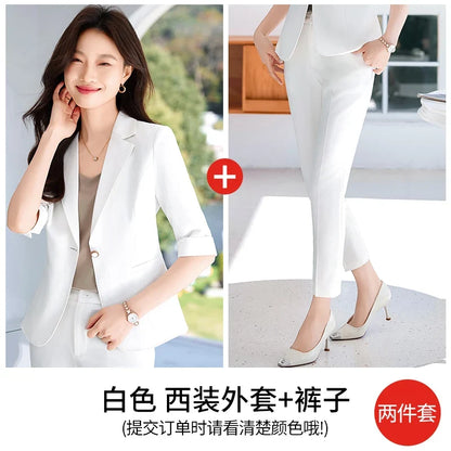 Fashionable Mid-Sleeved Women's Suit, Boutique Two-Piece Pants + Blazer. Style, New 2025 Summer Style