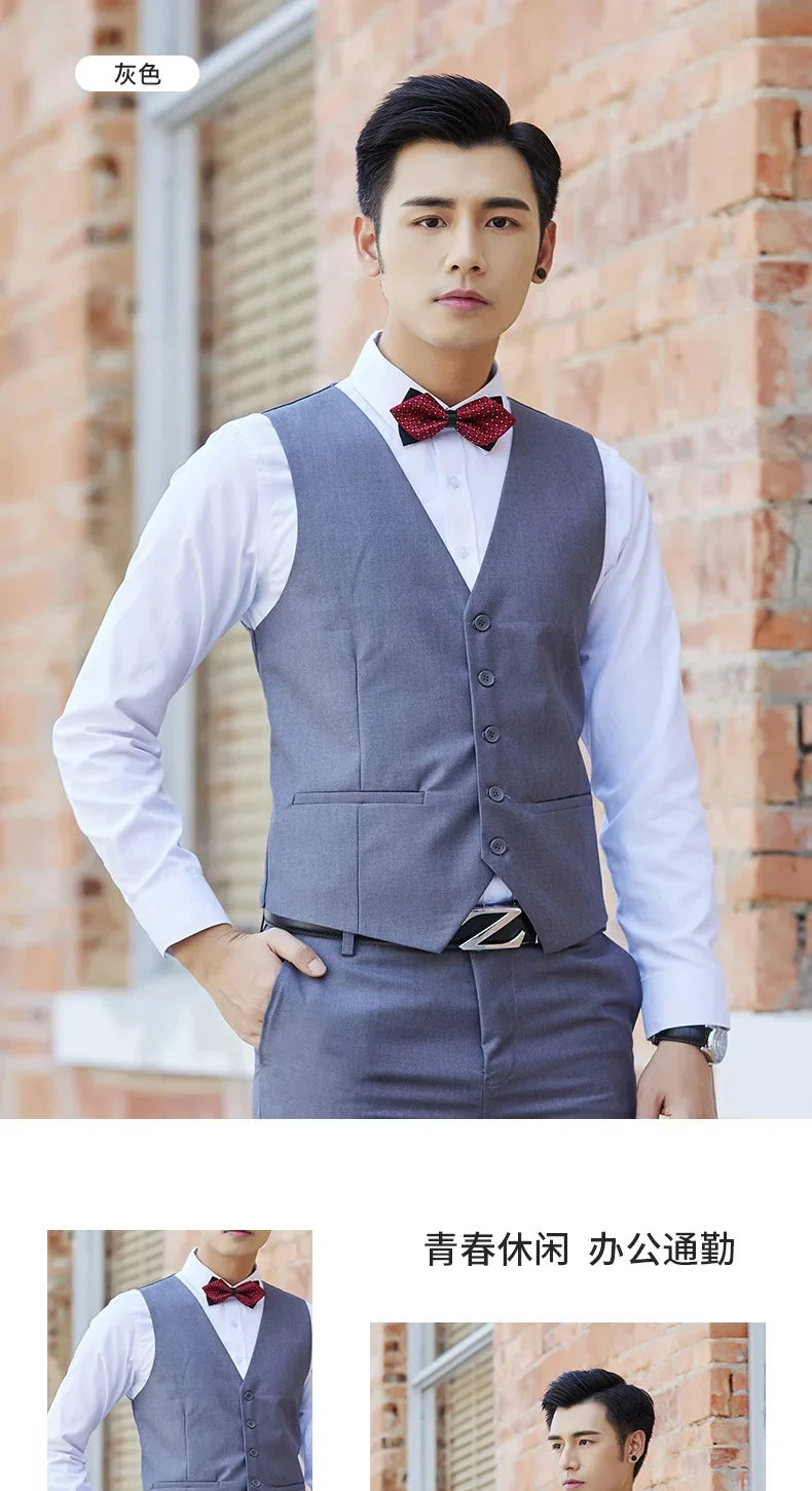 Men's Vest Single Breasted Slim Fit Smart Casual Waistcoat for Wedding & Business