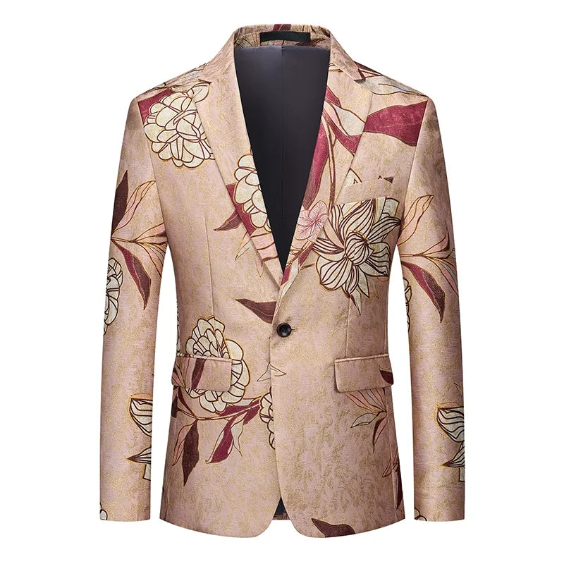 Men's Jacquard Blazer Slim Fit Single Breasted Smart Casual & Formal Wedding Jacket
