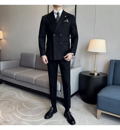 Men's Tuxedo Suit 3 Piece Set Slim Fit Bead Decoration One Button for Wedding Groom & Dinner