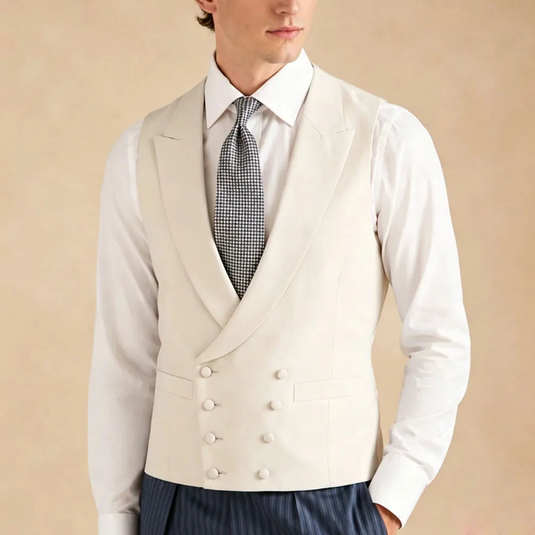 Men's Formal Vest – Double Breasted Lapel Waistcoat for Weddings & Business