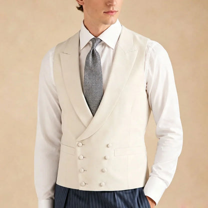 Men's Formal Vest – Double Breasted Lapel Waistcoat for Weddings & Business