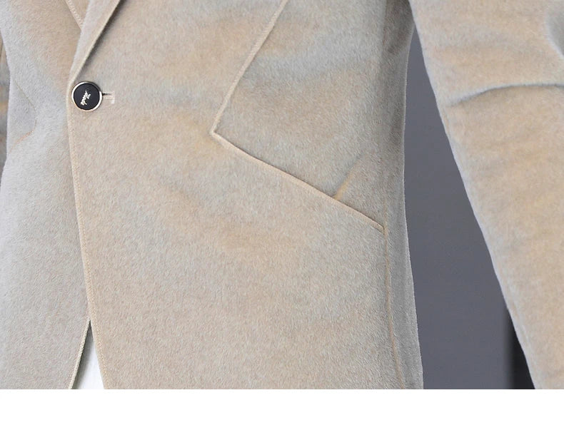 2025 Autumn Suit Men's Fashion Handsome Trend All Matching Woolen Youth Slim Small Suit Dress Single West Coat Coat  M-4XL