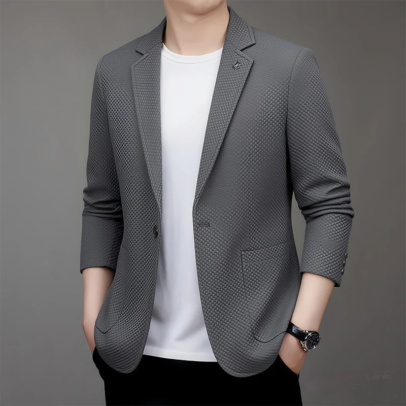 Men's Slim Fit Plaid Blazer for Weddings, Business & Casual Wear – Single Breasted