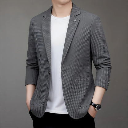 Men's Slim Fit Plaid Blazer for Weddings, Business & Casual Wear – Single Breasted