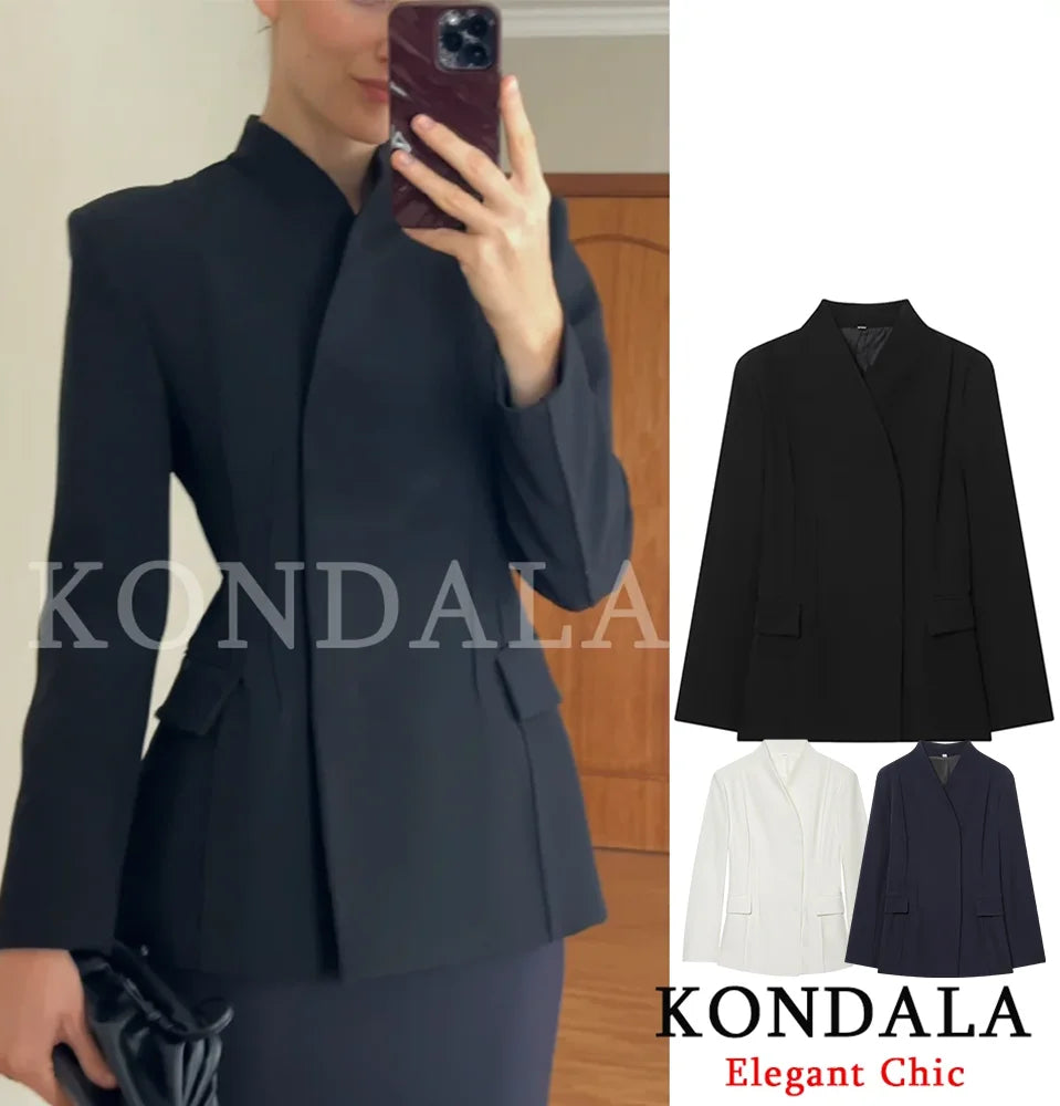 Elegant Blazer Women's Commute Blazer Coat 2026 Spring Fall Minimalist Office Lady Party Basic Dinner Slim-Waist Blazer