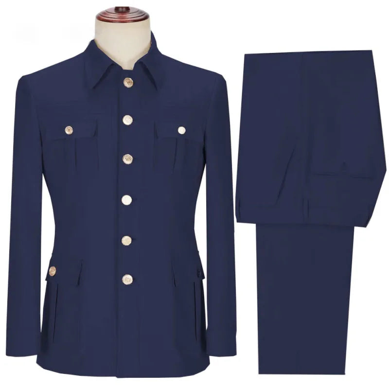 Men Suit 2 Pieces Beige Single Button With Pocket Solid For Wedding Banquet Birthday Party Business Work Jacket With Pants