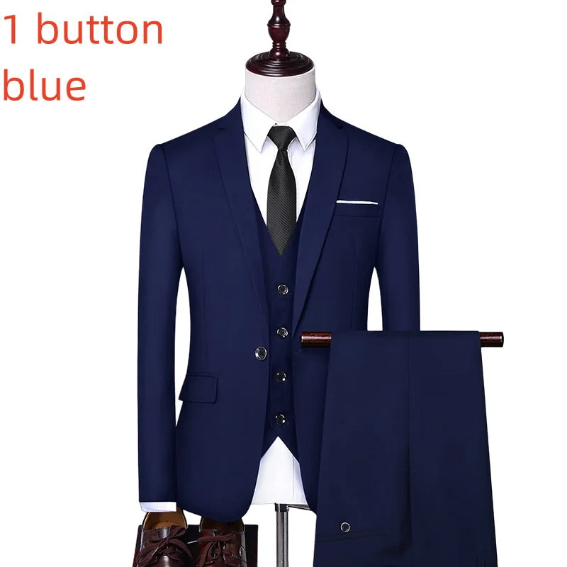 Men's Slim Fit Suit – Smart Casual Single Breasted Office & Wedding Suit