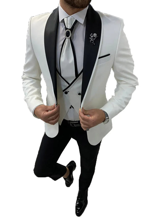 New Style Men's Suit 3 Pieces Blazer Pants Single Custom Made Business Formal Work Wear Wedding Groom Plus Size Costume Homme