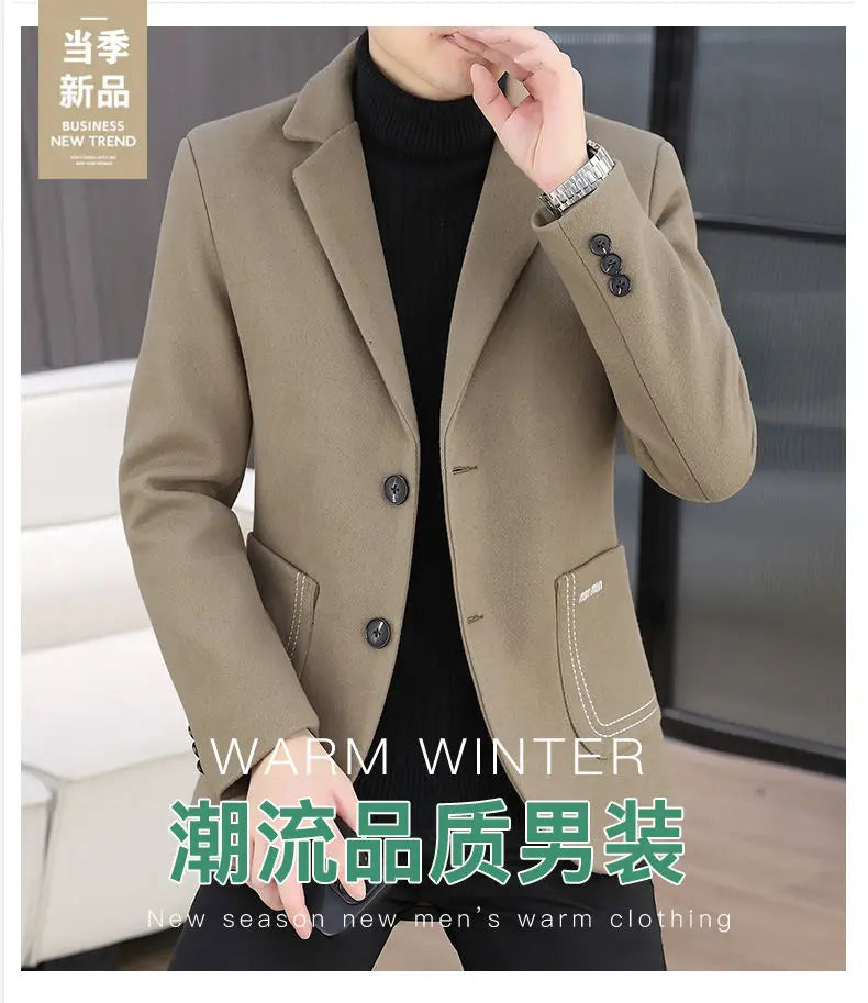 Blazer Men Fashion, Business Gentleman, Groom, Professional Gentleman, Fitted, Casual, Woolen and Cotton Dress, High-end Blazer