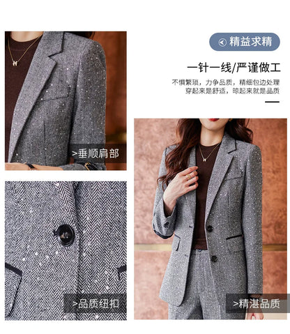 High Quality Fabric Women Business Suits With Pants and Blazer Coat Professional Autumn Winter Office Ladies Pantsuits Blazers