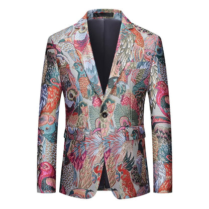 Men's Jacquard Blazer Slim Fit Single Breasted Smart Casual & Formal Wedding Jacket