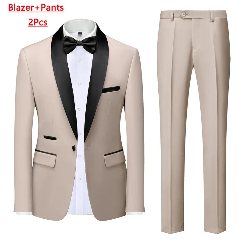 Men's Slim Fit Formal Suit Set – Blazer, Vest & Pants for Weddings & Parties