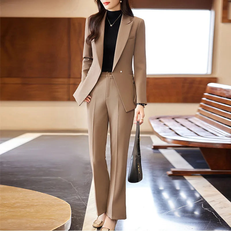 Women's Autumn New Fashion Professional Suit Matching Set 2023 Korean Elegant Casual Blazer Coat Pants Two-piece Female Clothing