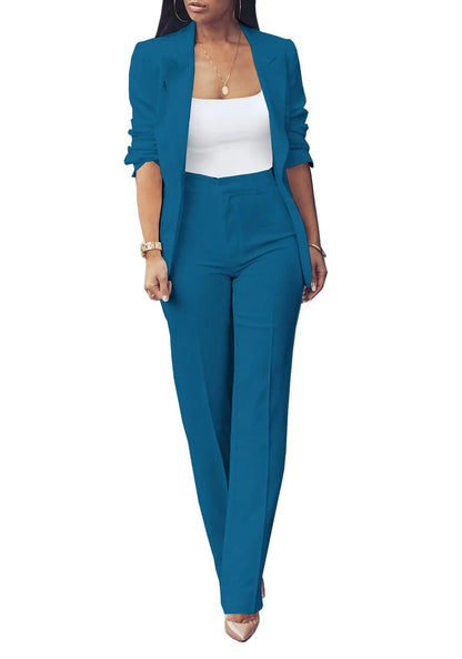 Women's Slim Fit 2pcs Suit Fashion Style Peak Lapel Blazer Pants Outfit for Party Wedding Prom Evening Dress Lady Clothes