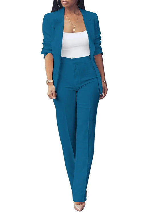 Women's Slim Fit 2pcs Suit Fashion Style Peak Lapel Blazer Pants Outfit for Party Wedding Prom Evening Dress Lady Clothes