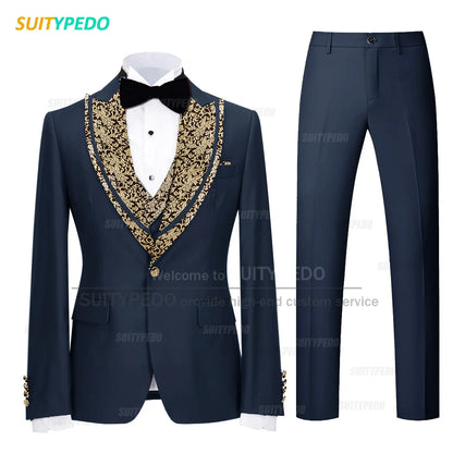 Classic Black Set For Fashion Children Wedding Flower Kid Slim Fit Costumes Formal Party Elegant Blazer Vest Pants 3 Pieces