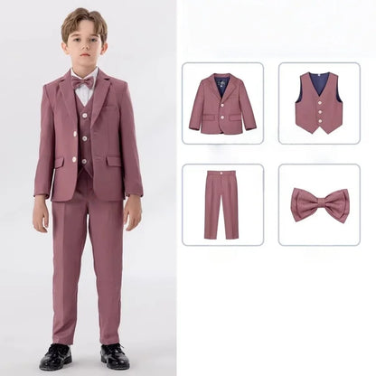 Flower Boys Wedding Suit Set Spring Kids Birthday Photograhy Outfit Children's Piano Host Speech Chorus Performance Costume