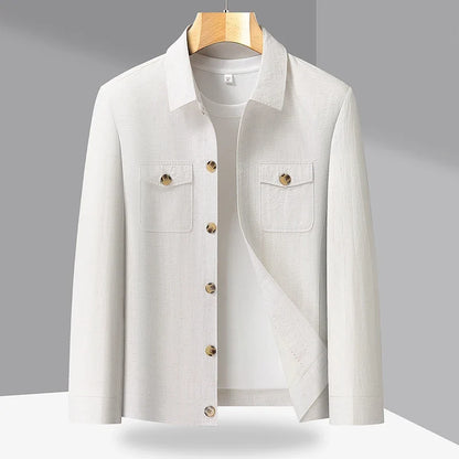 Spring and Autumn Lightweight Jacket Coat - Fashionable and Versatile Cotton Shirt Suitable for Young and Middle-Aged People