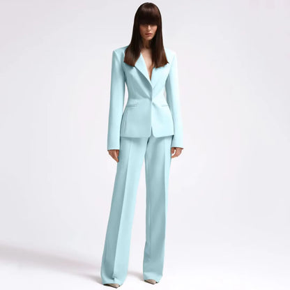 Mint Green 2-Piece Women's Pant Suits Elegant Wedding Occasion Clothing Slim Fit Formal Office Lady Blazer Set(Jacket+Pants)