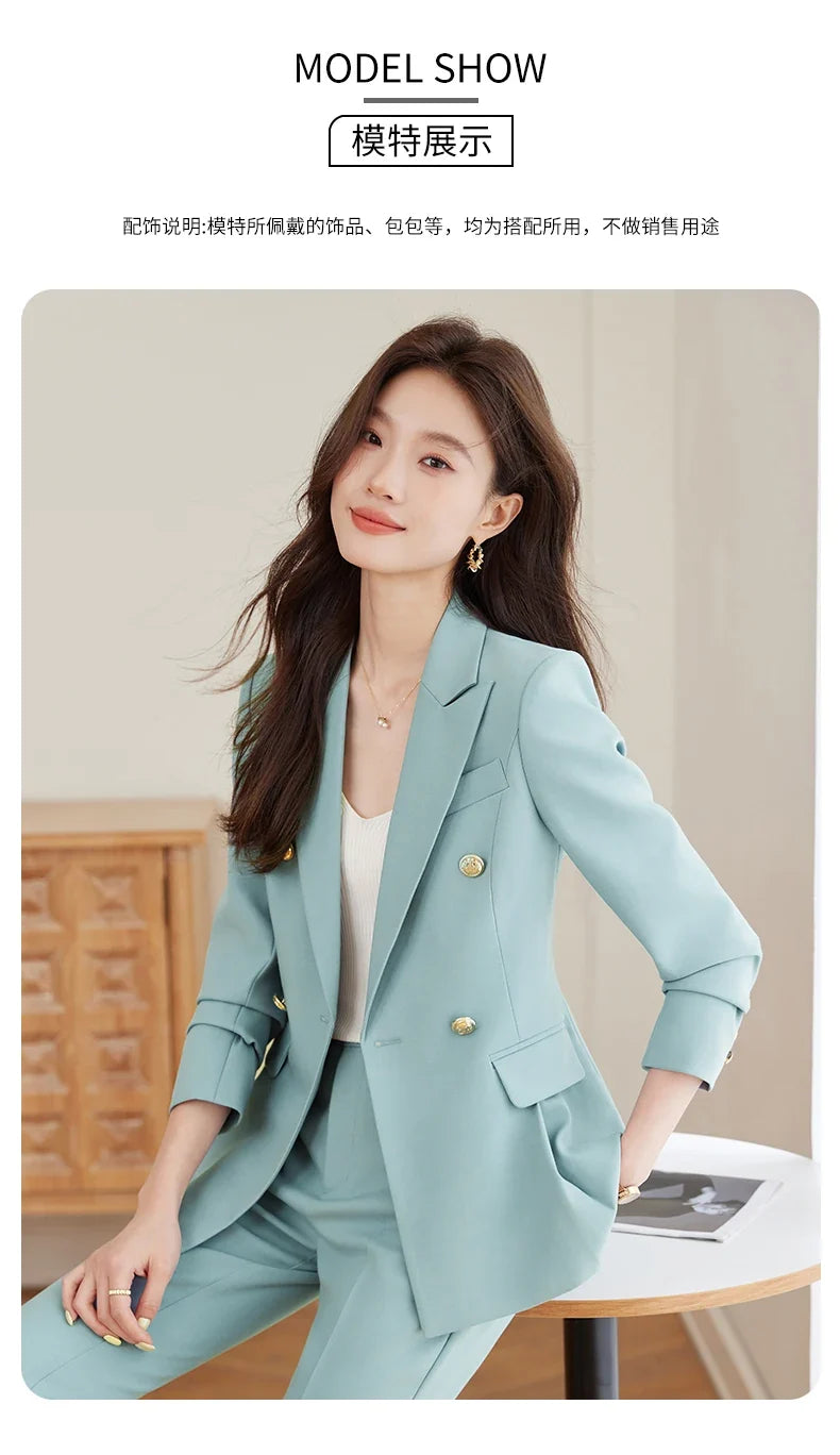 Elegant and fashionable professional women's high-quality two-piece suit jacket + pants. 2025 autumn/winter new styles