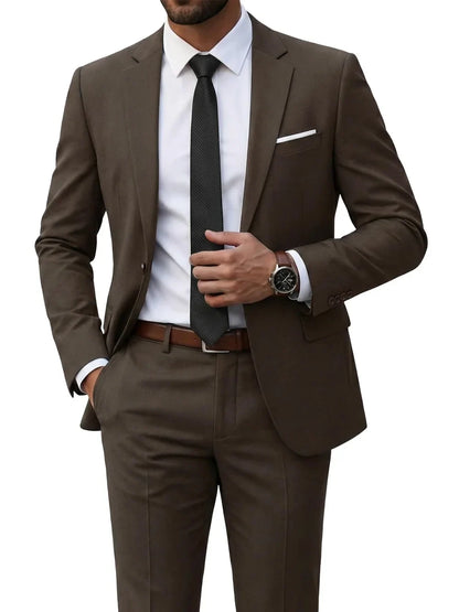 Hot Sale Man Suit Set 2 Pieces Jacket Pants Business Outfit Notched Lapel Casual Men's Regular Fit Tuxedo Wedding Guest Clothes