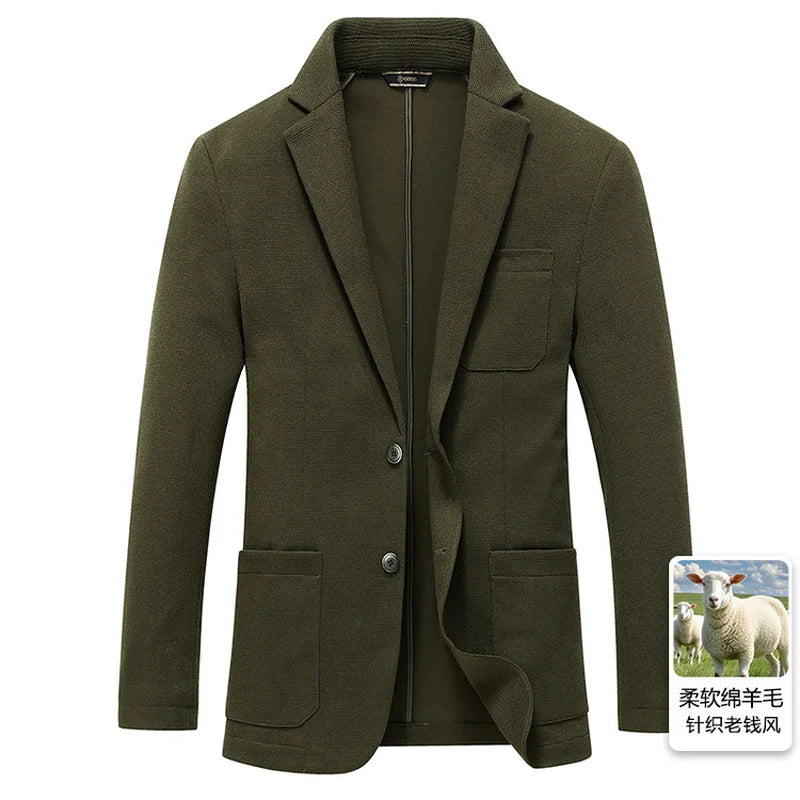 Men's Wool Blend Smart Casual Blazer – Spring & Autumn Outerwear