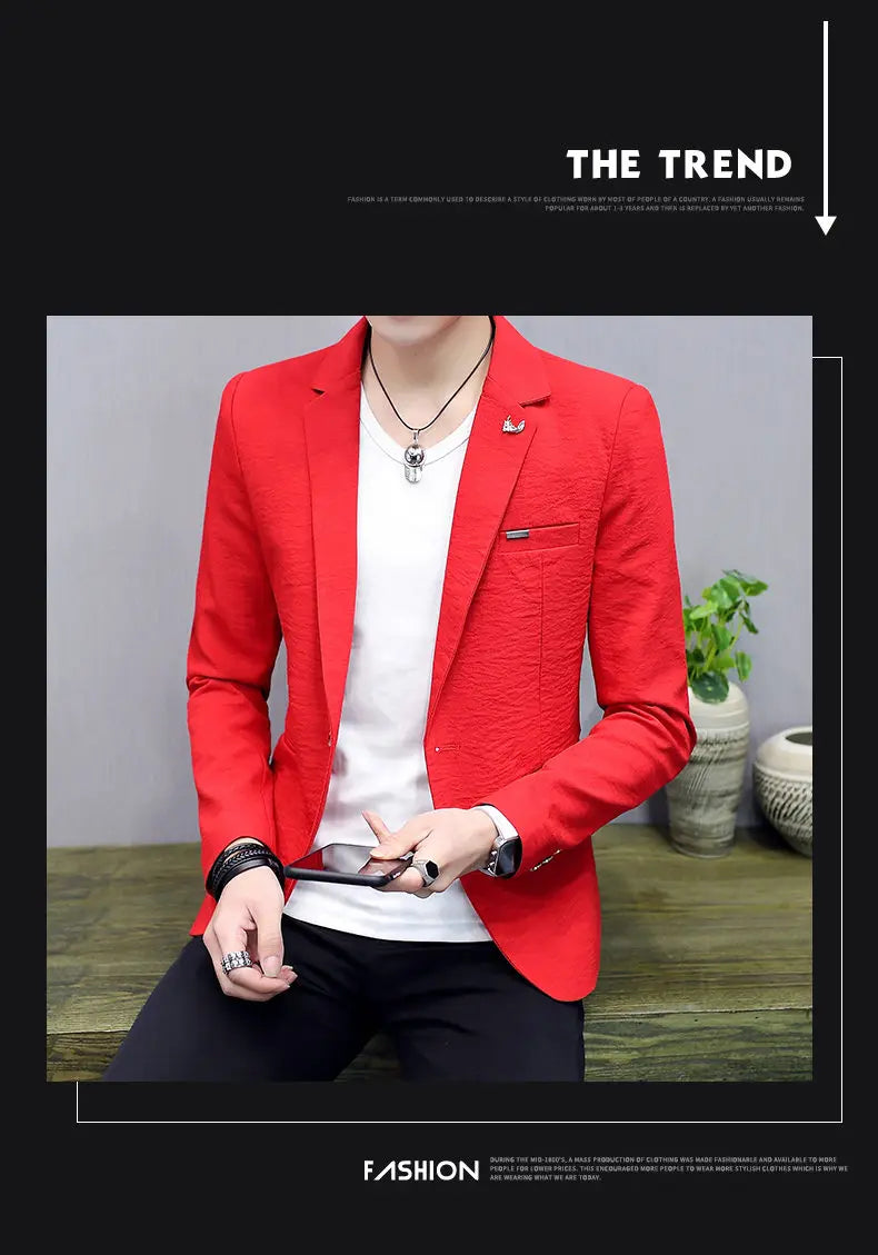 Blazer: Outdoor Fashion, Business-style, Gentleman's Wedding Host, Campus Casual, Relaxed, Korean-style, Youthful Men's Blazer