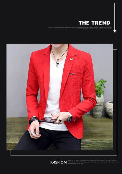 Blazer: Outdoor Fashion, Business-style, Gentleman's Wedding Host, Campus Casual, Relaxed, Korean-style, Youthful Men's Blazer