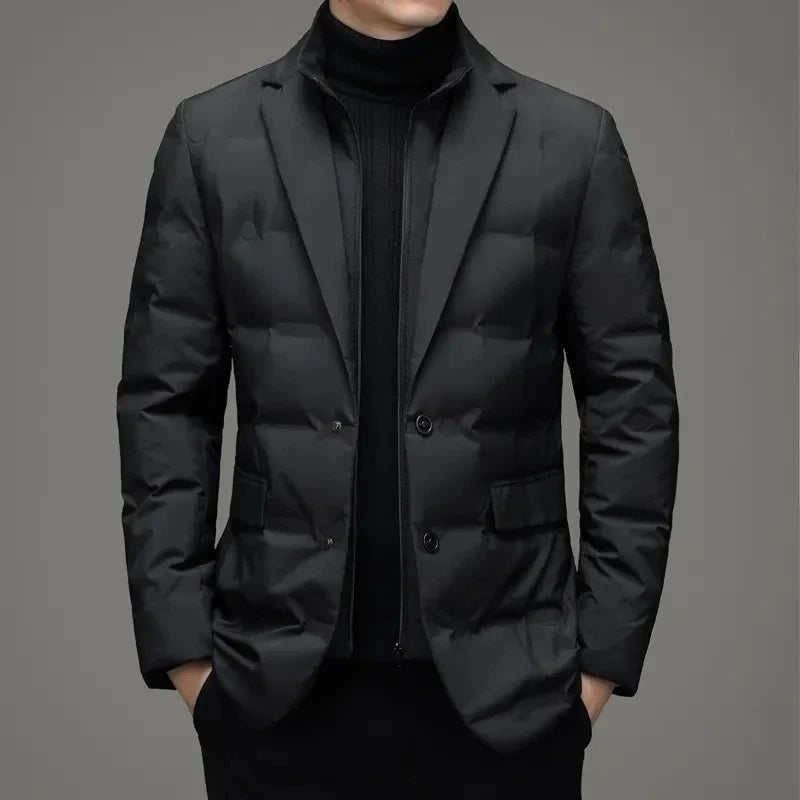 High Quality Men's Handsome down Jacket with Scarf Collar M-6XL Big Plus Size for Middle-Aged Dad Fashionable Outerwear