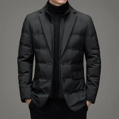High Quality Men's Handsome down Jacket with Scarf Collar M-6XL Big Plus Size for Middle-Aged Dad Fashionable Outerwear