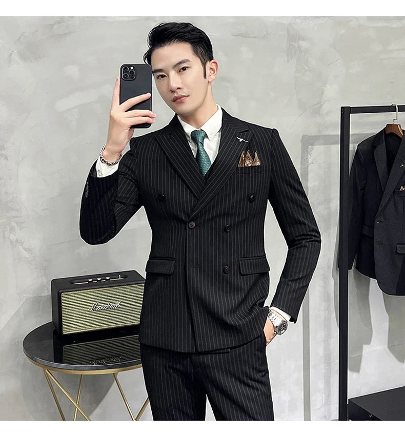 Men's Slim Fit Wedding Suit Set – Blazer, Vest & Pants for Groom & Business Formal