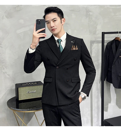 Men's Slim Fit Wedding Suit Set – Blazer, Vest & Pants for Groom & Business Formal