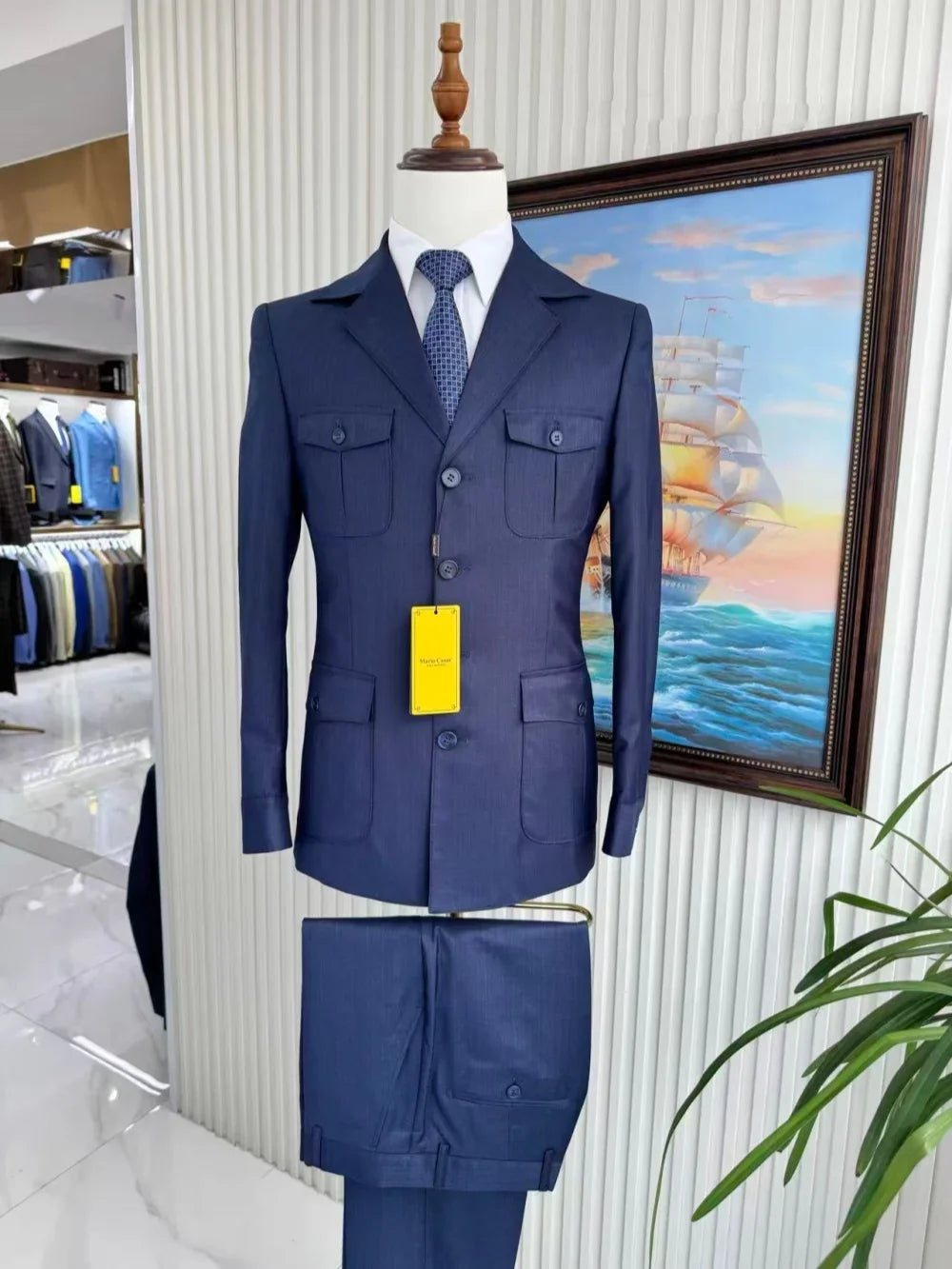 New Men's Formal Business Suit Set 2 Pieces Jacket Pants Notched Lapel Slim Fit Tuxedo For Man Wedding Groom Sets S-3XL