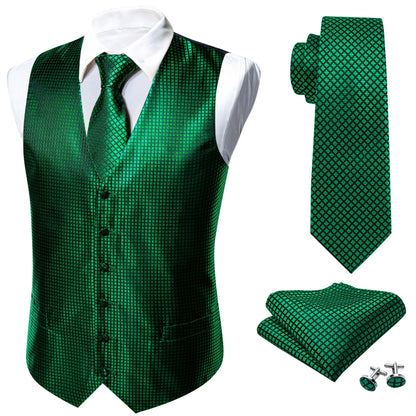 Men's Plaid & Paisley Vest with Pocket Square — Slim Fit Wedding Waistcoat for Men